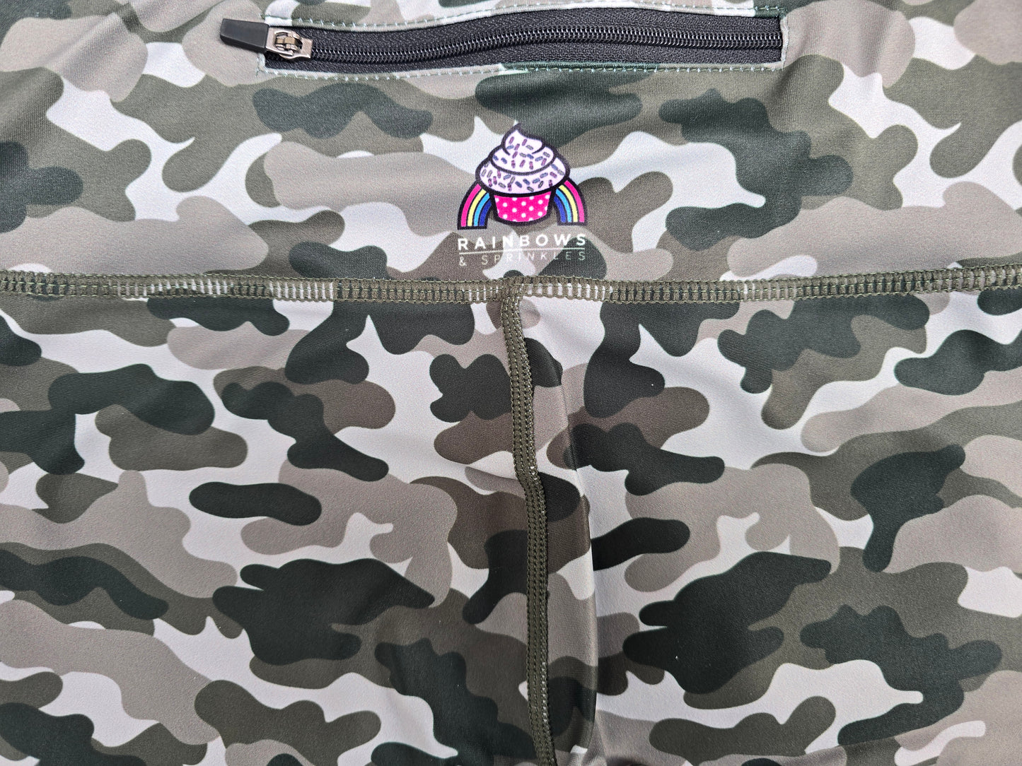 Last Chance - Camouflage Women's Activewear Leggings - Size 4-6 - Waistband Pocket - Tall 33" Legging Length