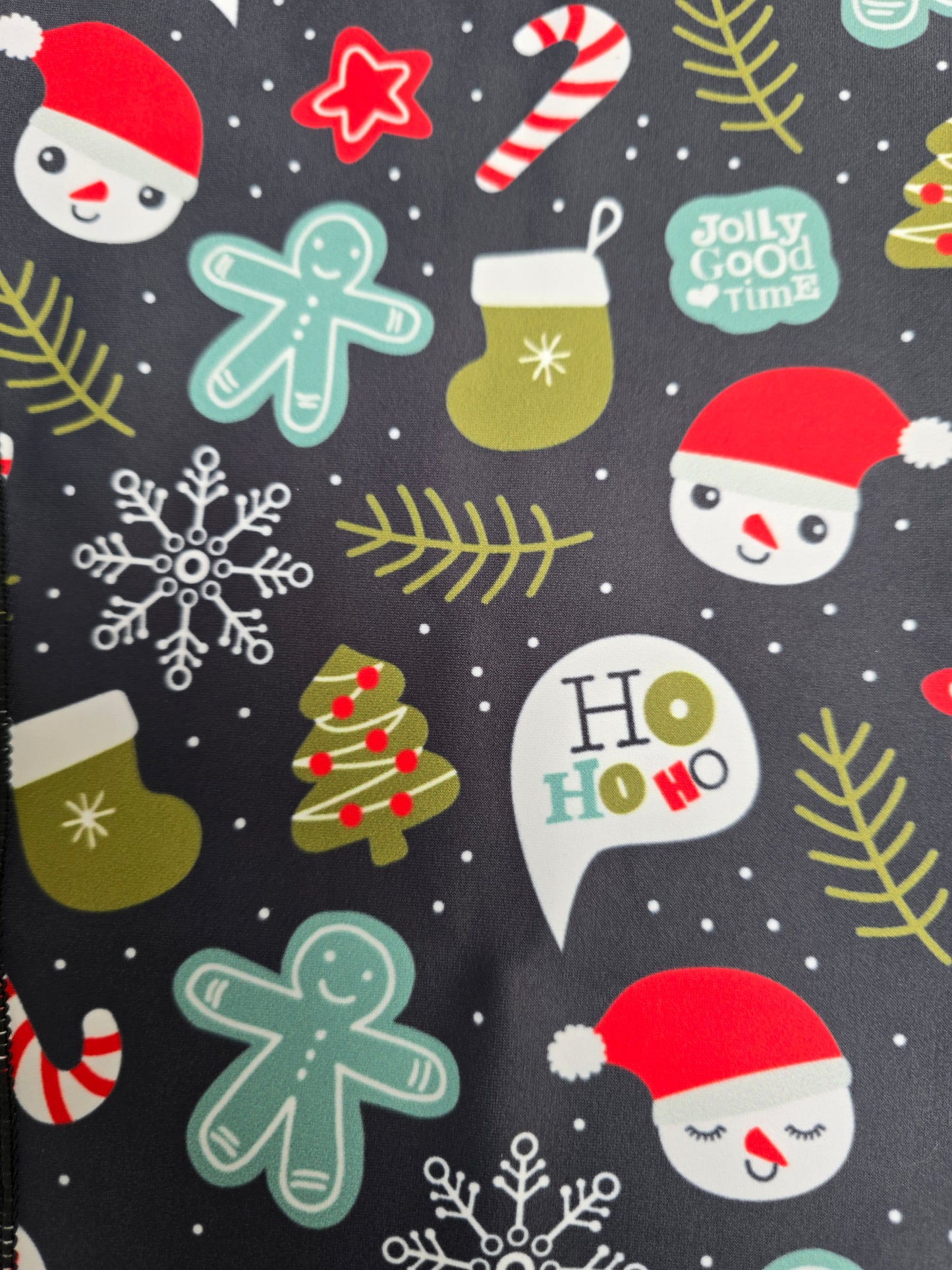 Last Chance - Snowman & Gingerbread Women’s Activewear Leggings - Size 4-6 - Waistband Pocket - Tall 33" Legging Length