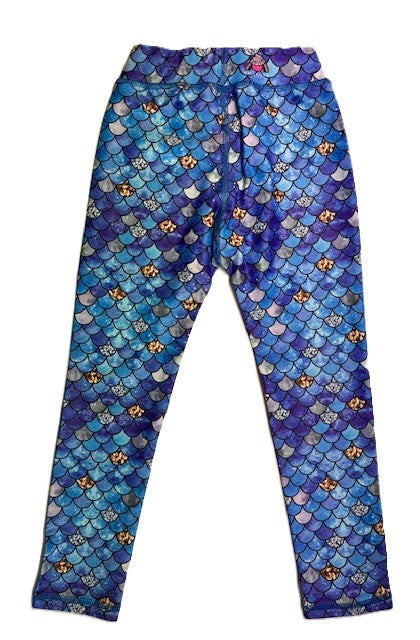 Last Chance - Mermaid Scales Children's Active Leggings - 7-8 Years
