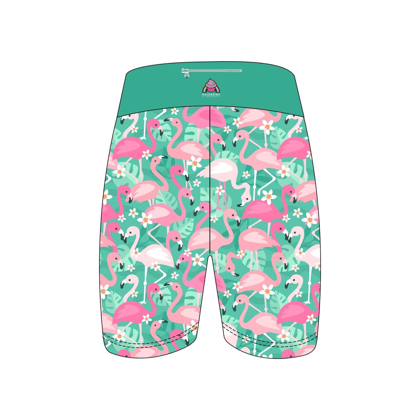 Flamboyant Flamingos on Mint Women's Active Shorts