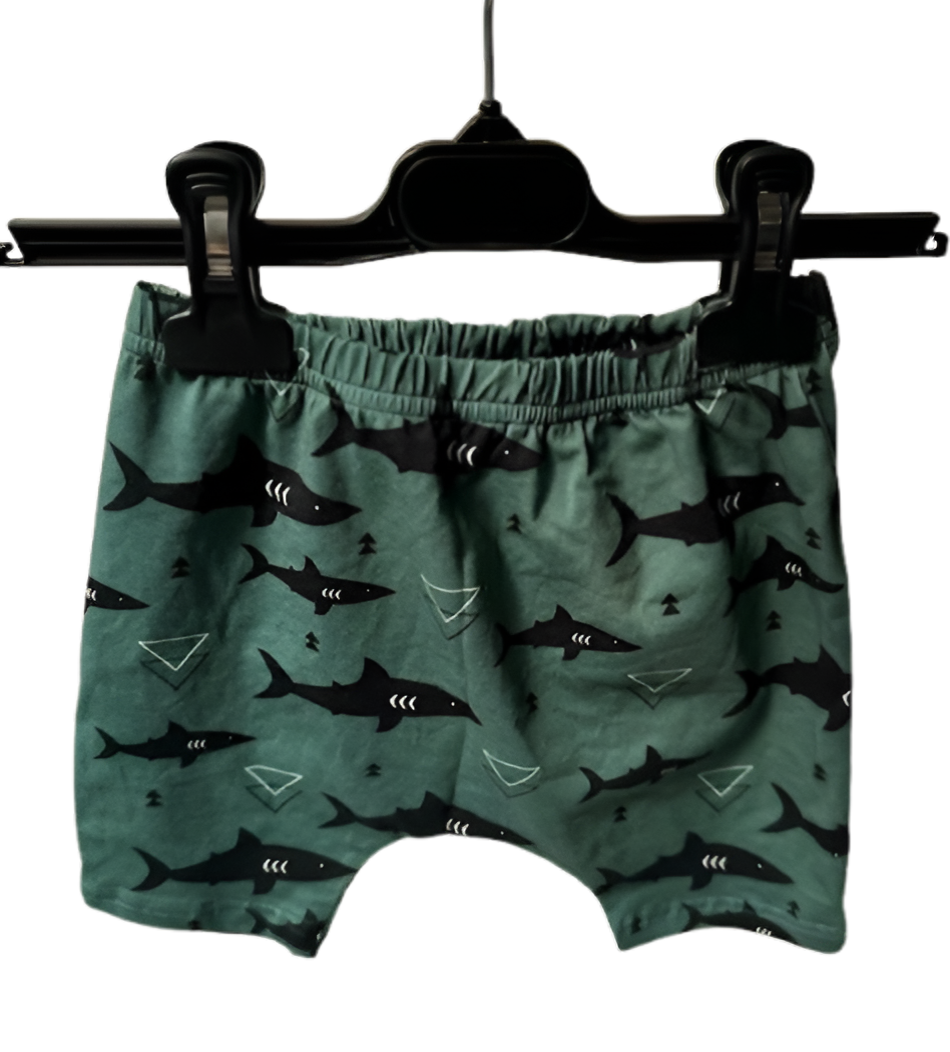 Last Chance - Sage Green Geometric Shark Children's Cotton Jersey Leggings - 18-24 Months