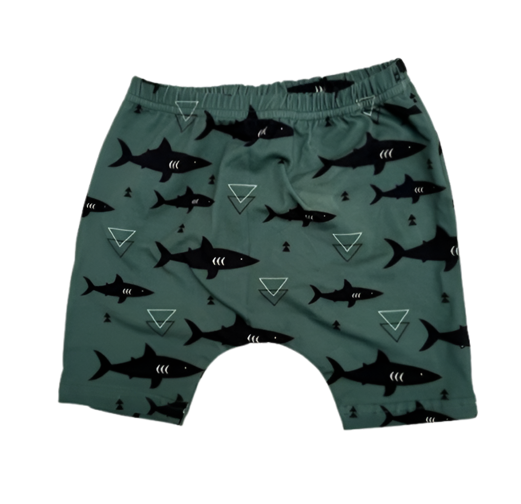Last Chance - Sage Green Geometric Shark Children's Cotton Jersey Leggings - 18-24 Months