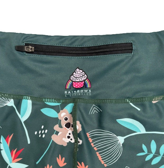 Last Chance - Kangaroos & Koalas Women's Activewear Leggings - Size 24-26 - Waistband Pocket - Tall 33"