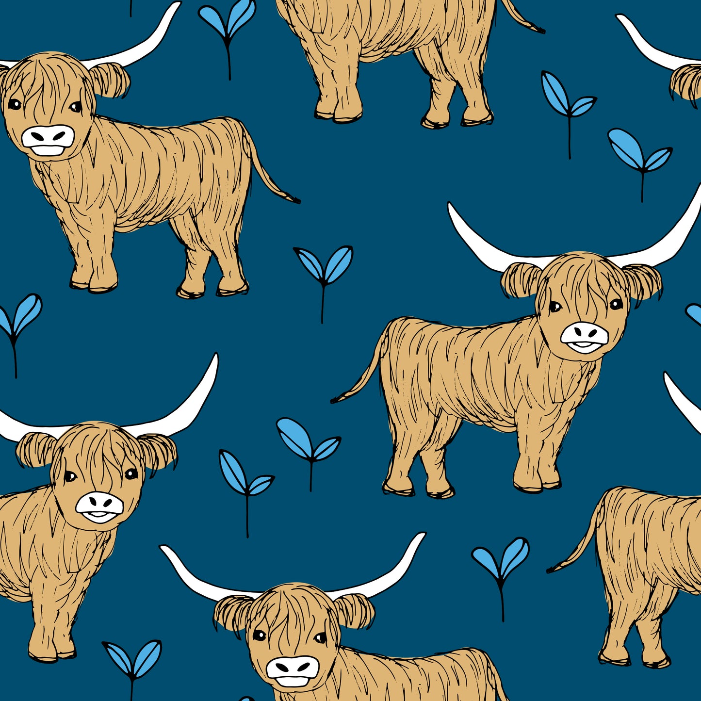 Teal Highland Cow Women's Activewear Leggings