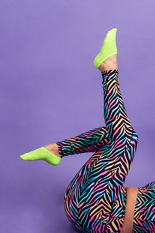 Zebra Glow Active Leggings - Size 4-6 - Waistband Pocket - Tall 33" Legging Length
