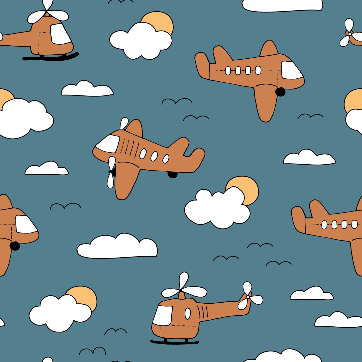 Light Blue/Rust Planes Women's Activewear Leggings