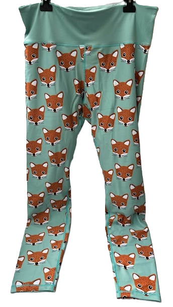 Last Chance - Fox Faces Women Activewear Leggings - Waistband Pocket - Tall 33" Legging Length