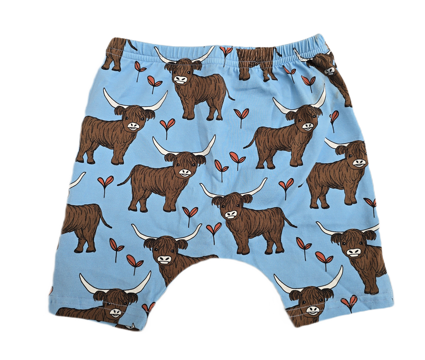 Last Chance - Highland Cow on Blue - Children's Cotton Jersey Leggings
