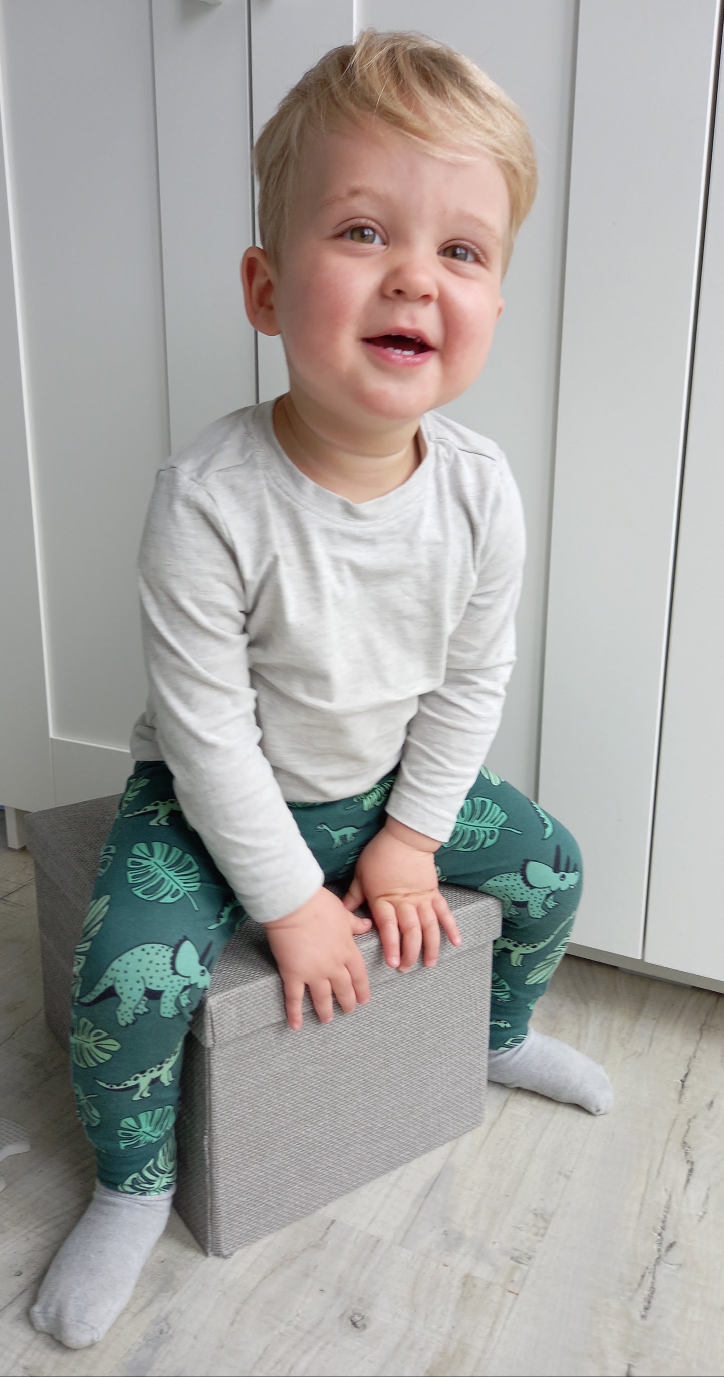 Dino & Monstera Leaf Children's Cotton Jersey Leggings