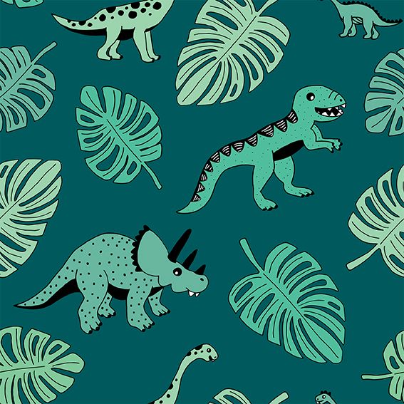 Dino & Monstera Leaf Children's Cotton Jersey Leggings