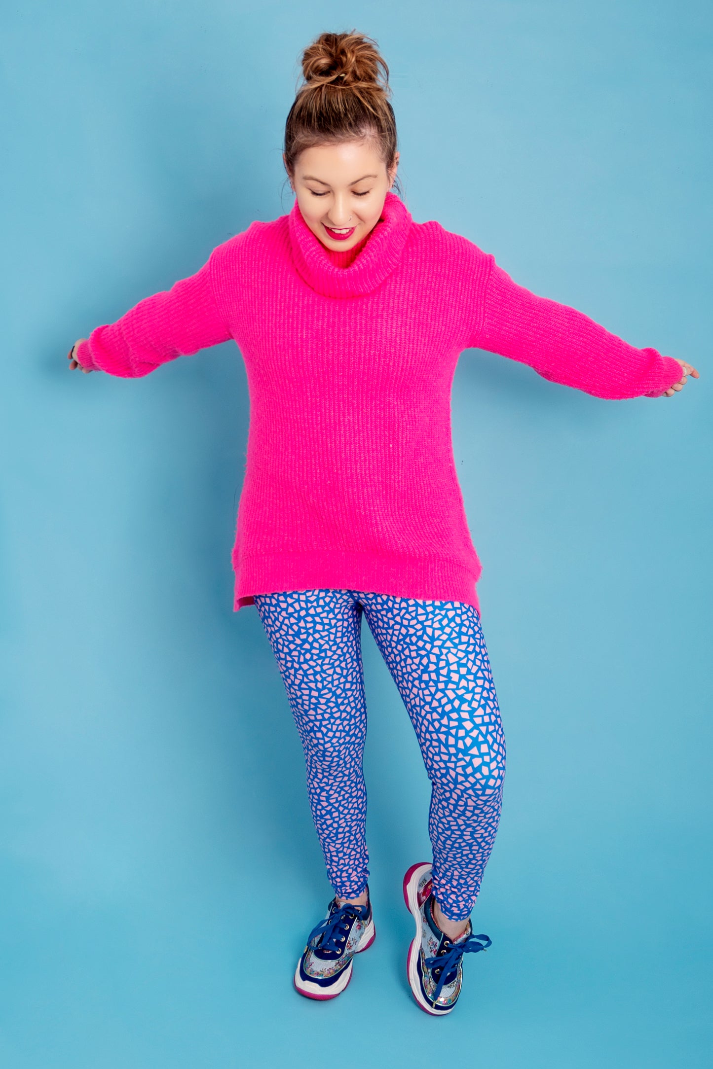 Pink/Blue Terrazzo Women’s Activewear Leggings