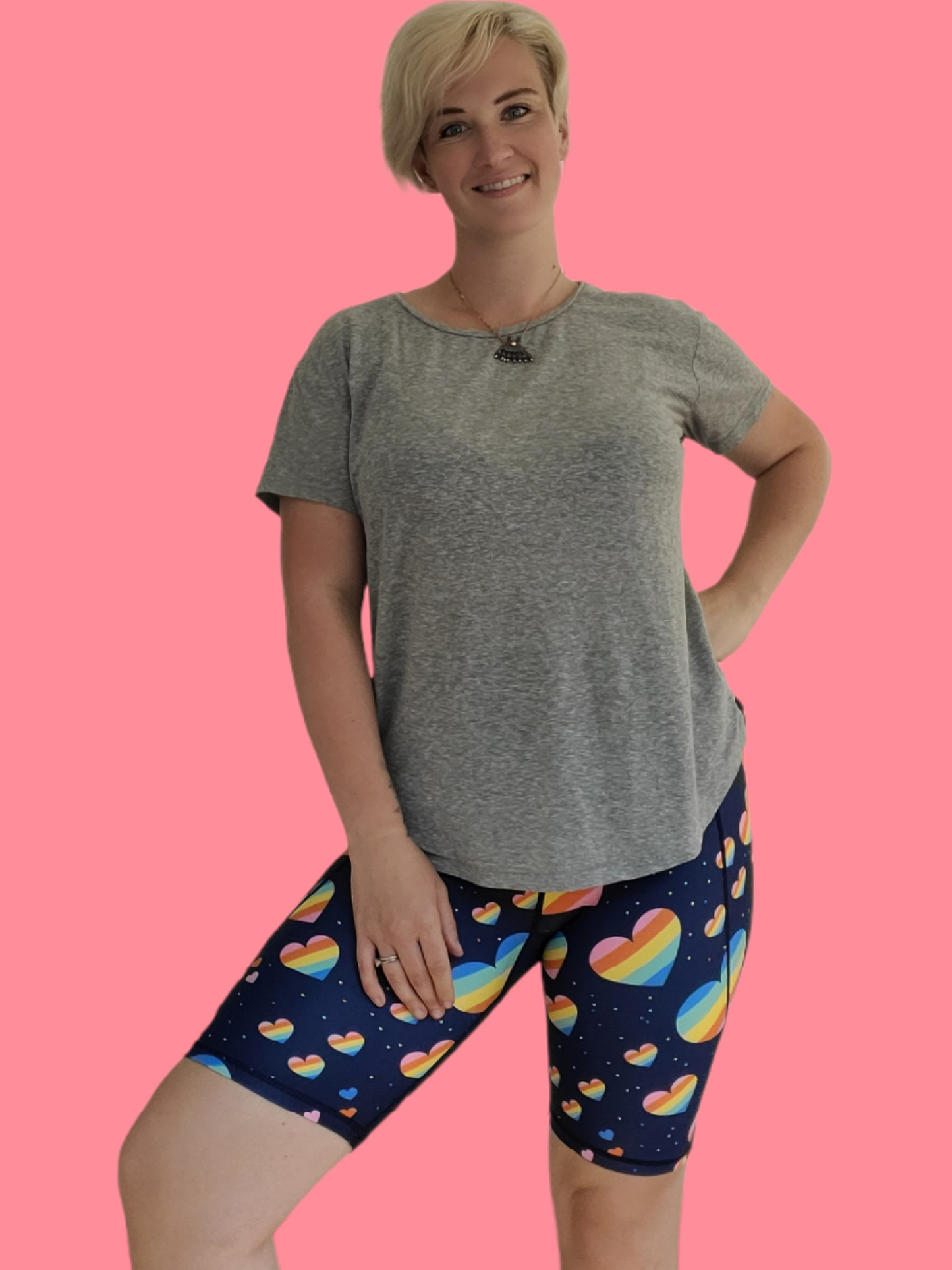 Last Chance - Rainbow Hearts Women's Active Shorts - Size 4-6