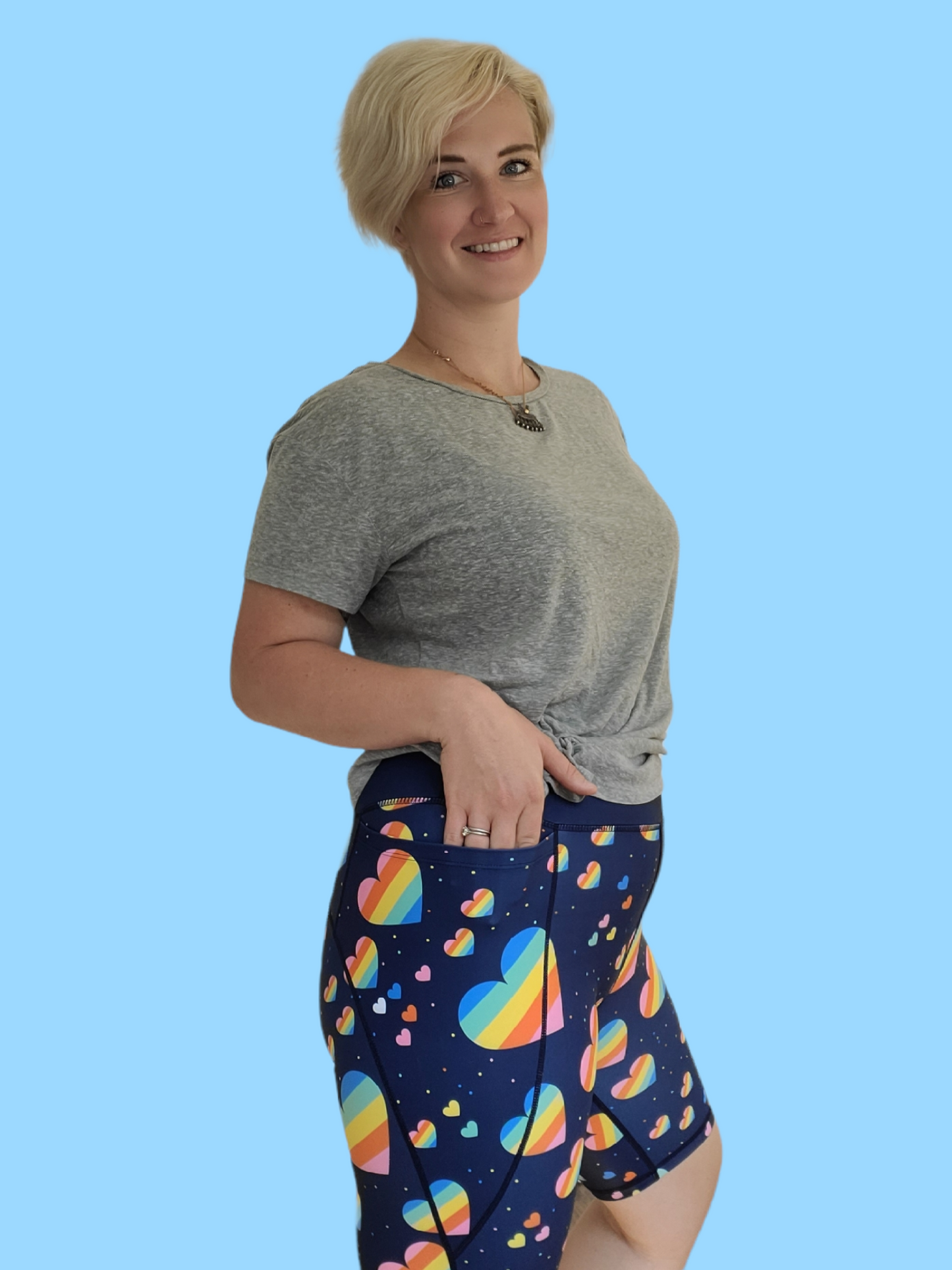 Last Chance - Rainbow Hearts Women's Active Shorts - Size 4-6