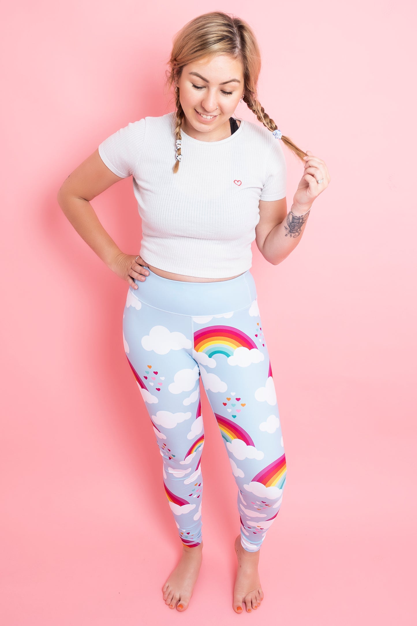 Love & Rainbows Sky Blue Women's Activewear Leggings