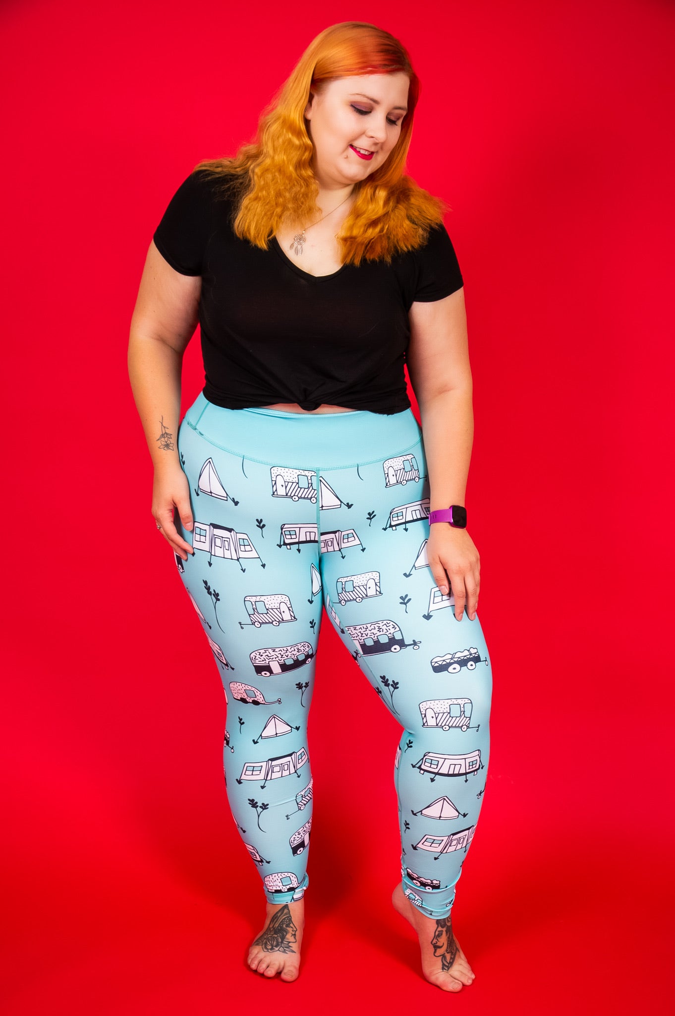 Mint Happy Campers Womens Activewear Leggings