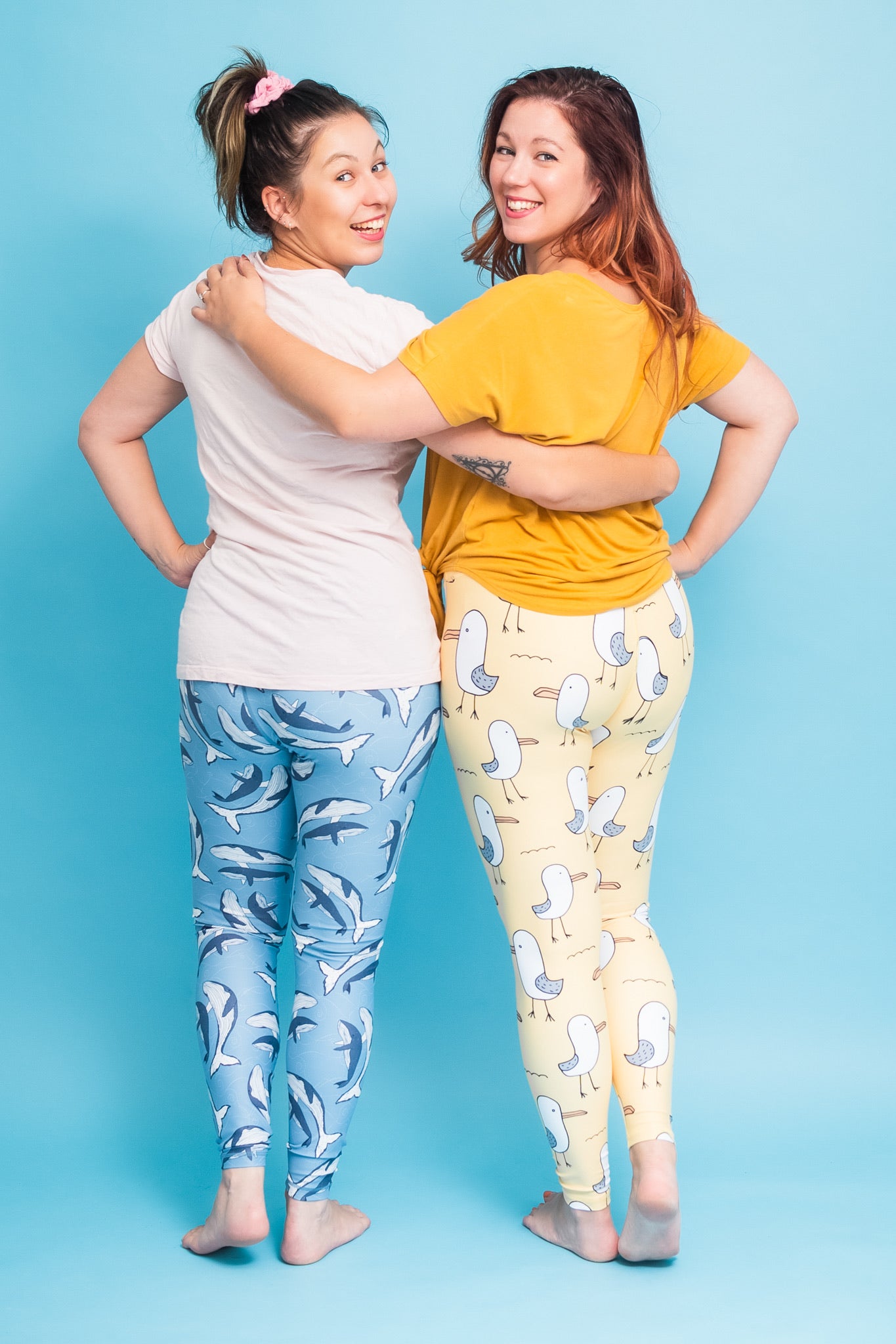 Last Chance - Whales Women’s Activewear Leggings - Size 20-22 - Waistband Pocket - Tall 33" Legging Length