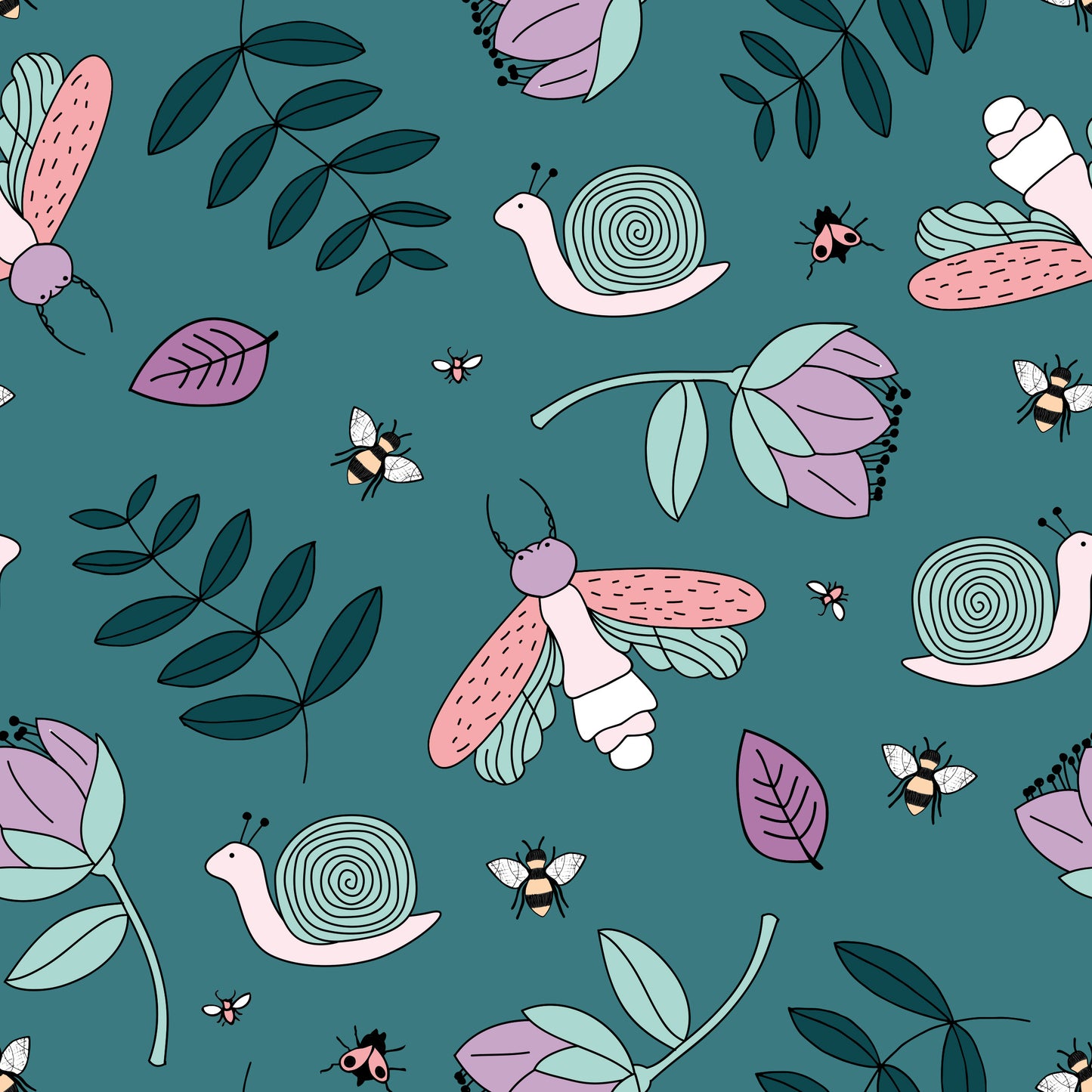 Teal Bug Life Children's Cotton Jersey Leggings