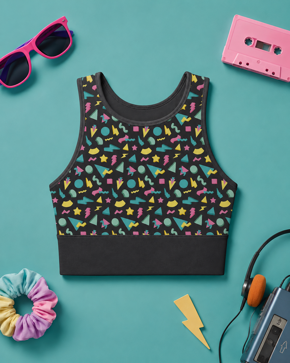80s Shapes Womens Sports Bra