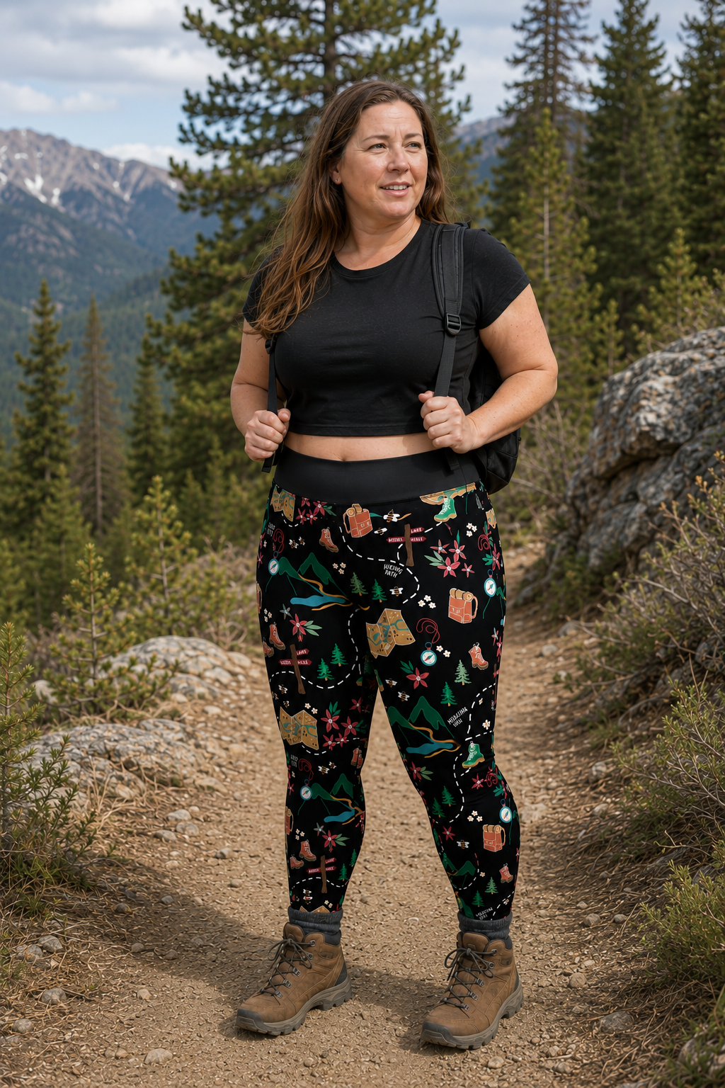 Black Hiking / Walking Women's Activewear Leggings