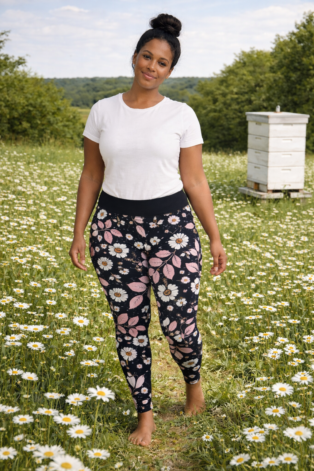 Black Daisies Women's Activewear Leggings