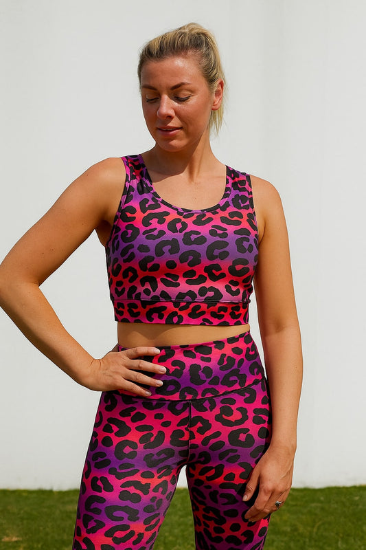 Last Chance - Fuchsia Leopard Sports Bra - Size 12-14