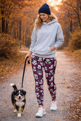 Burgundy Dogs Women's Activewear Leggings