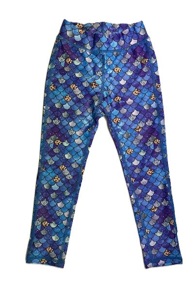 Last Chance - Mermaid Scales Children's Active Leggings - 7-8 Years