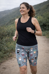 Last Chance - Coffee Cups Women's Active Shorts -Size 8-10 - Waistband Pocket