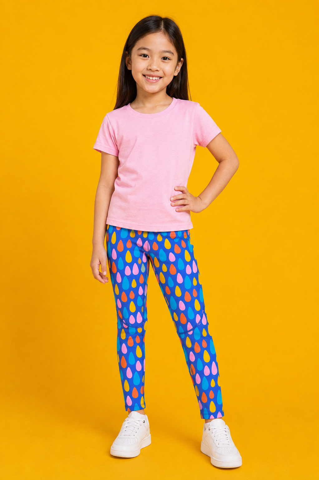 Colourful Raindrops Children's Active Leggings
