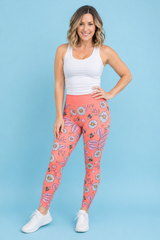 Coral Daisies Women's Activewear Leggings