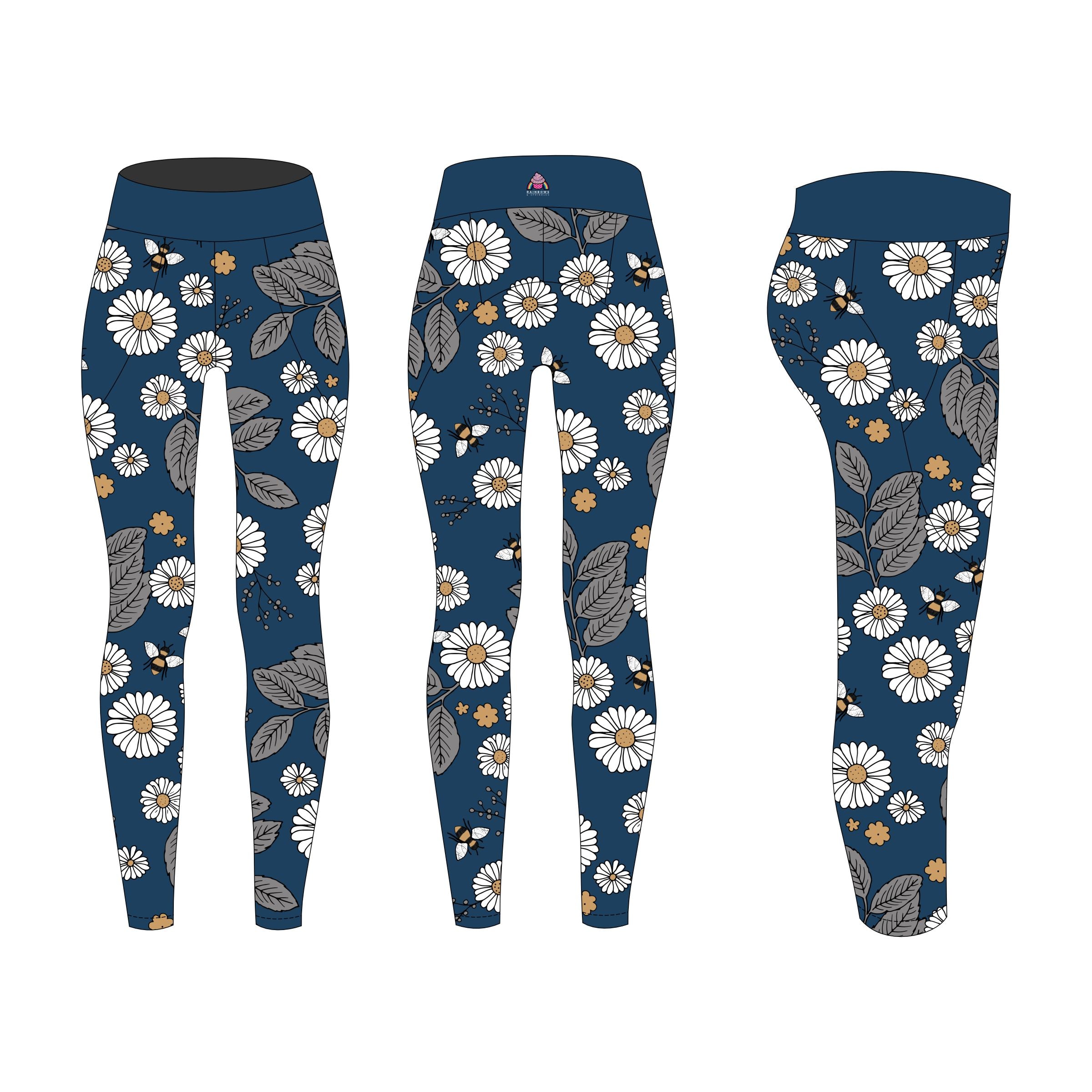 Navy Daisies Women's Activewear Leggings