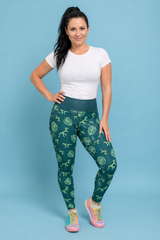 Dino & Monstera Leaf Women's Activewear Leggings