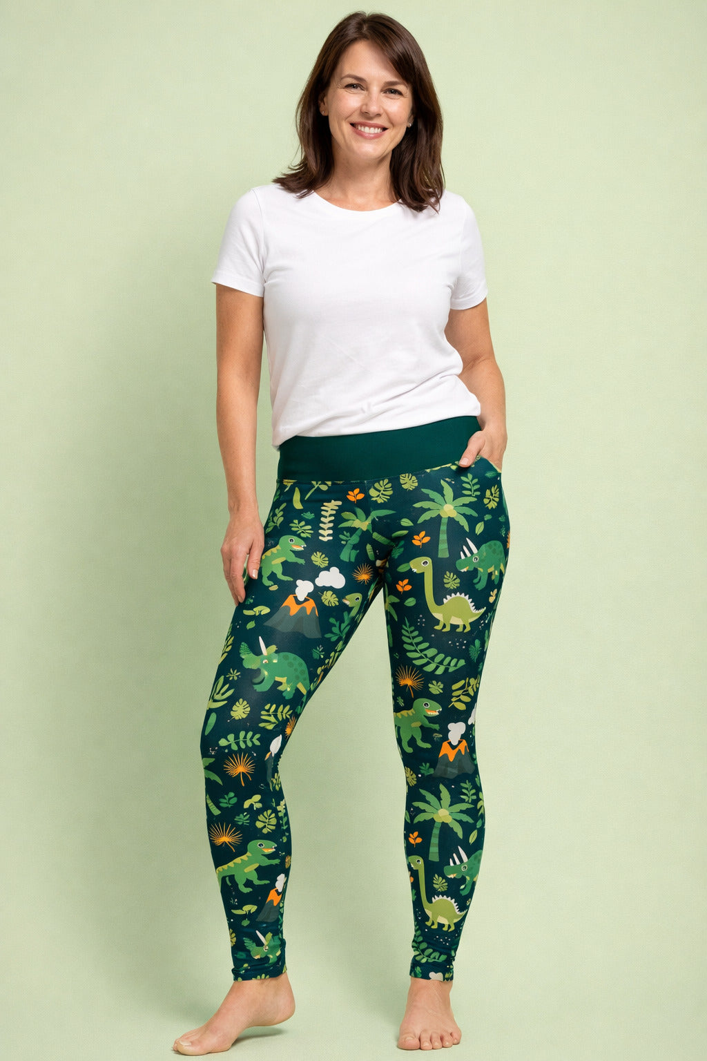 Dino & Volcano Women's Activewear Petite Leggings - Size 16-18