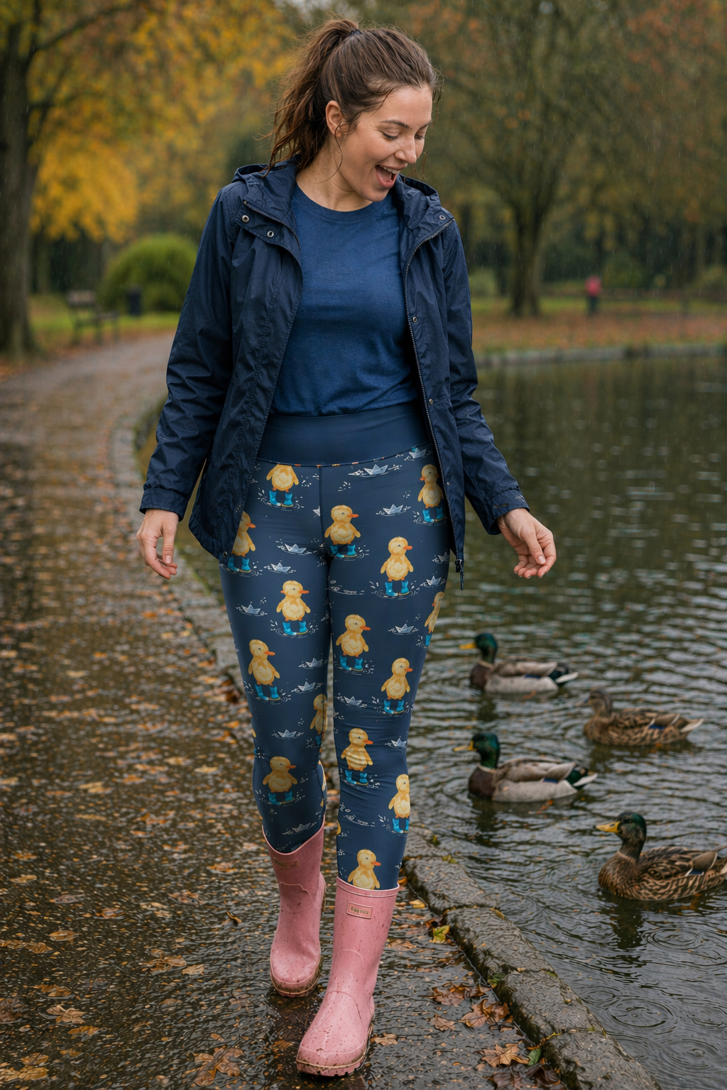 Ducklings in Wellies Women's Activewear Leggings