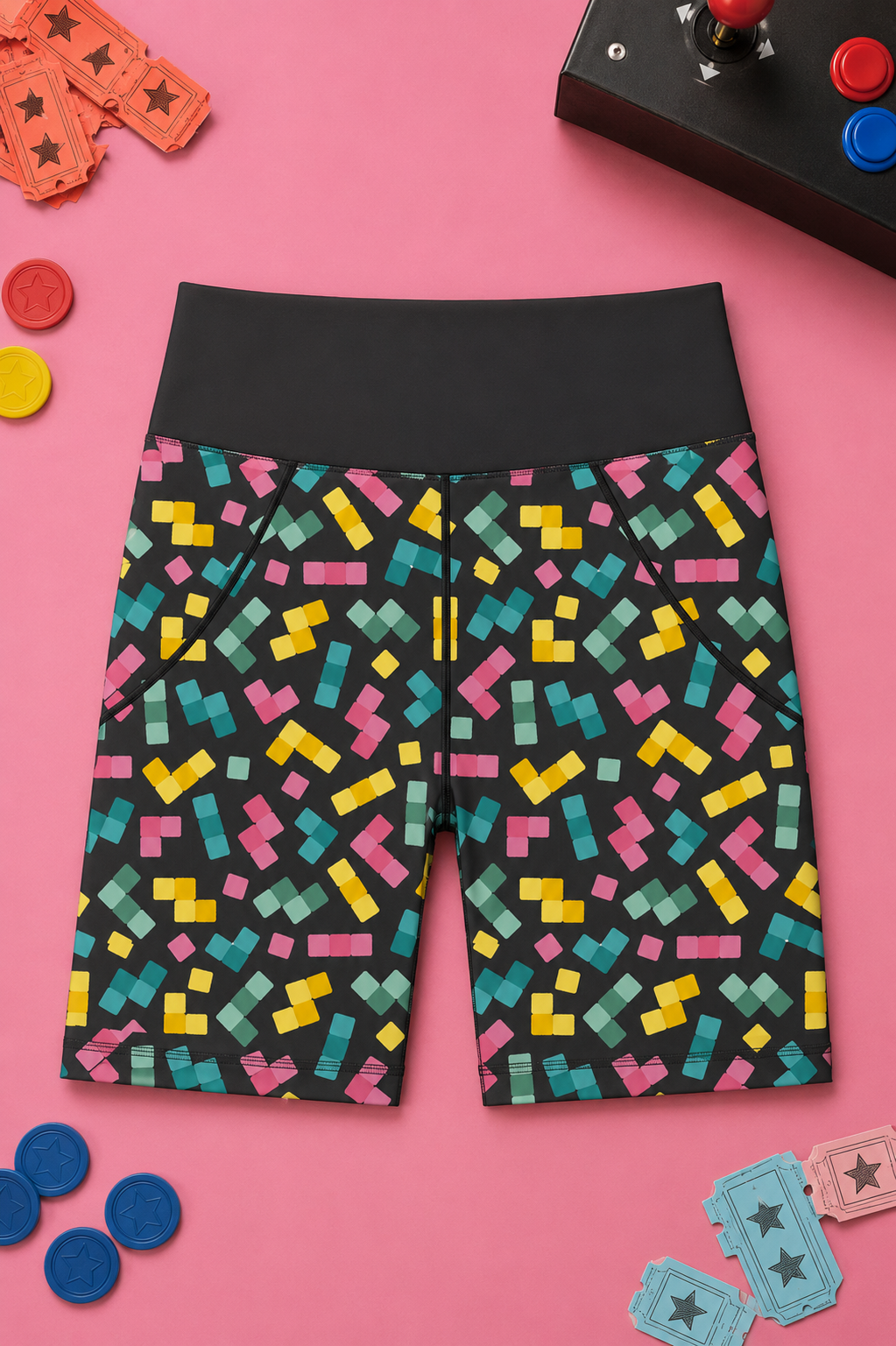 Falling Blocks Women's Active Shorts