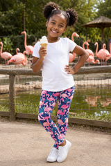 Flamboyant Flamingos on Navy Children's Active Leggings
