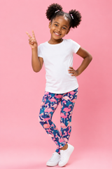 Flamboyant Flamingos on Navy Children's Active Leggings