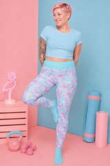Flamboyant Flamingos on Mint Women's Activewear Leggings