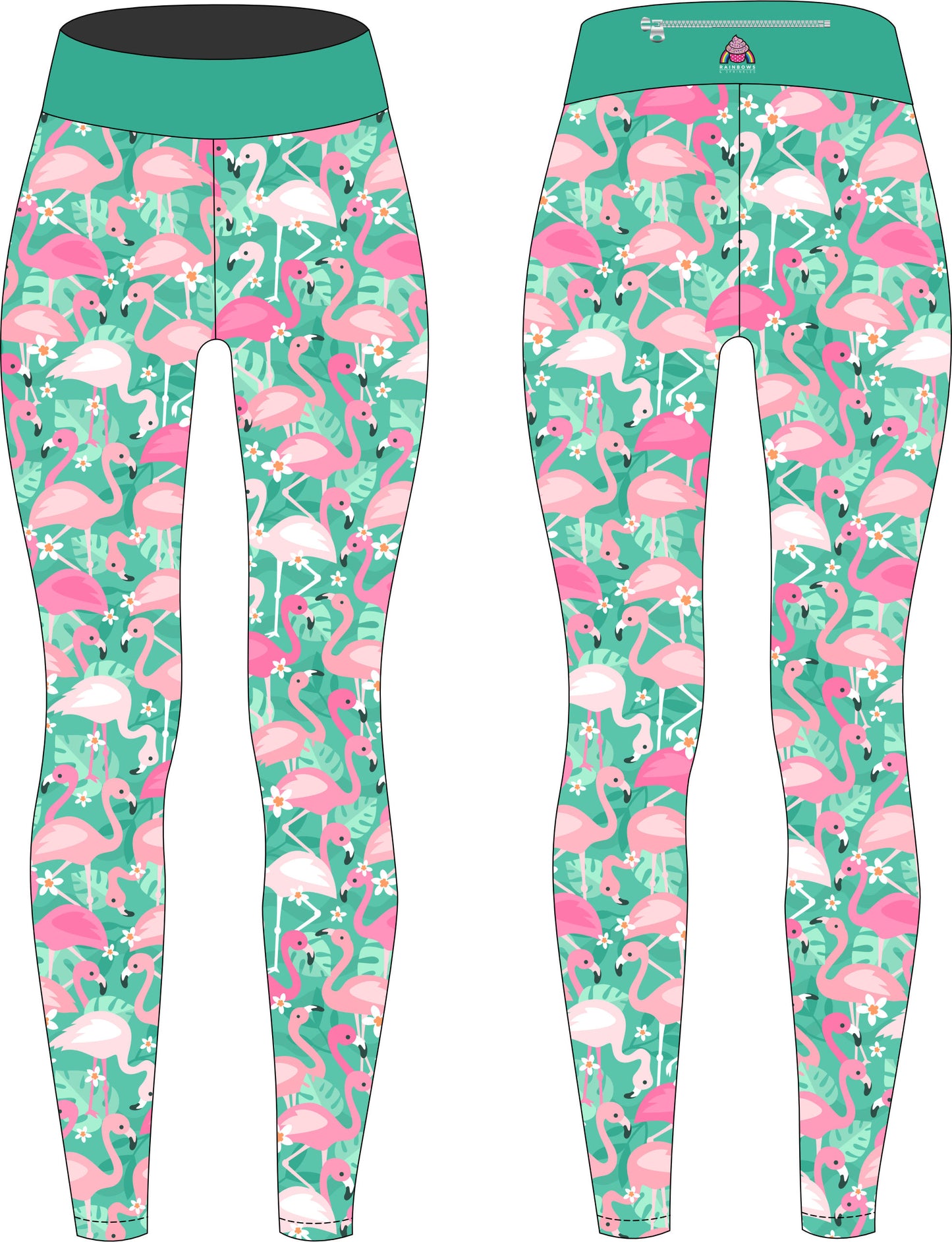 Flamboyant Flamingos on Mint Women's Activewear Leggings