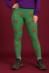Green Highland Cow Women's Activewear Leggings