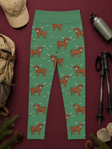 Green Highland Cow Women's Activewear Leggings