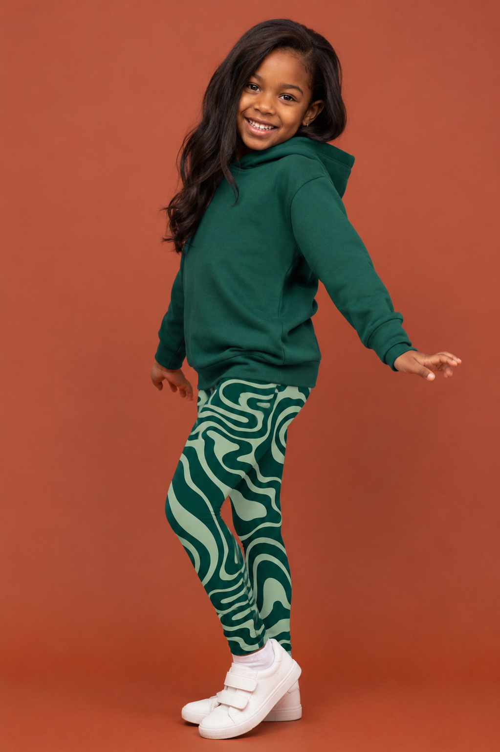 Emerald Ripple Children's Active Leggings