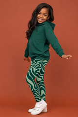 Emerald Ripple Children's Active Leggings