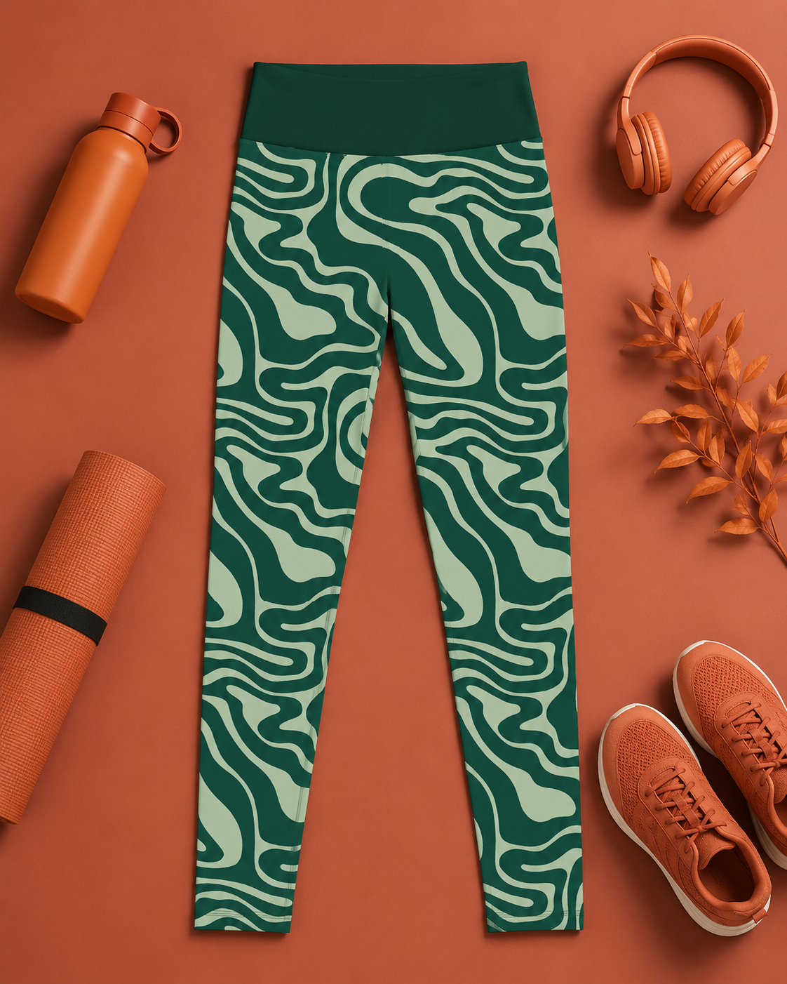 Emerald Ripple Children's Active Leggings