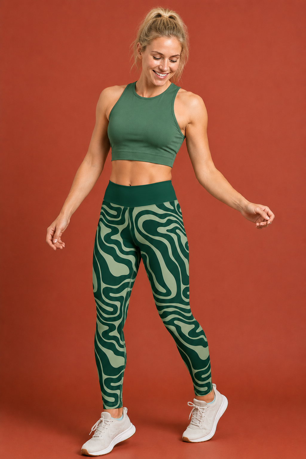 Emerald Ripple Women's Activewear Leggings