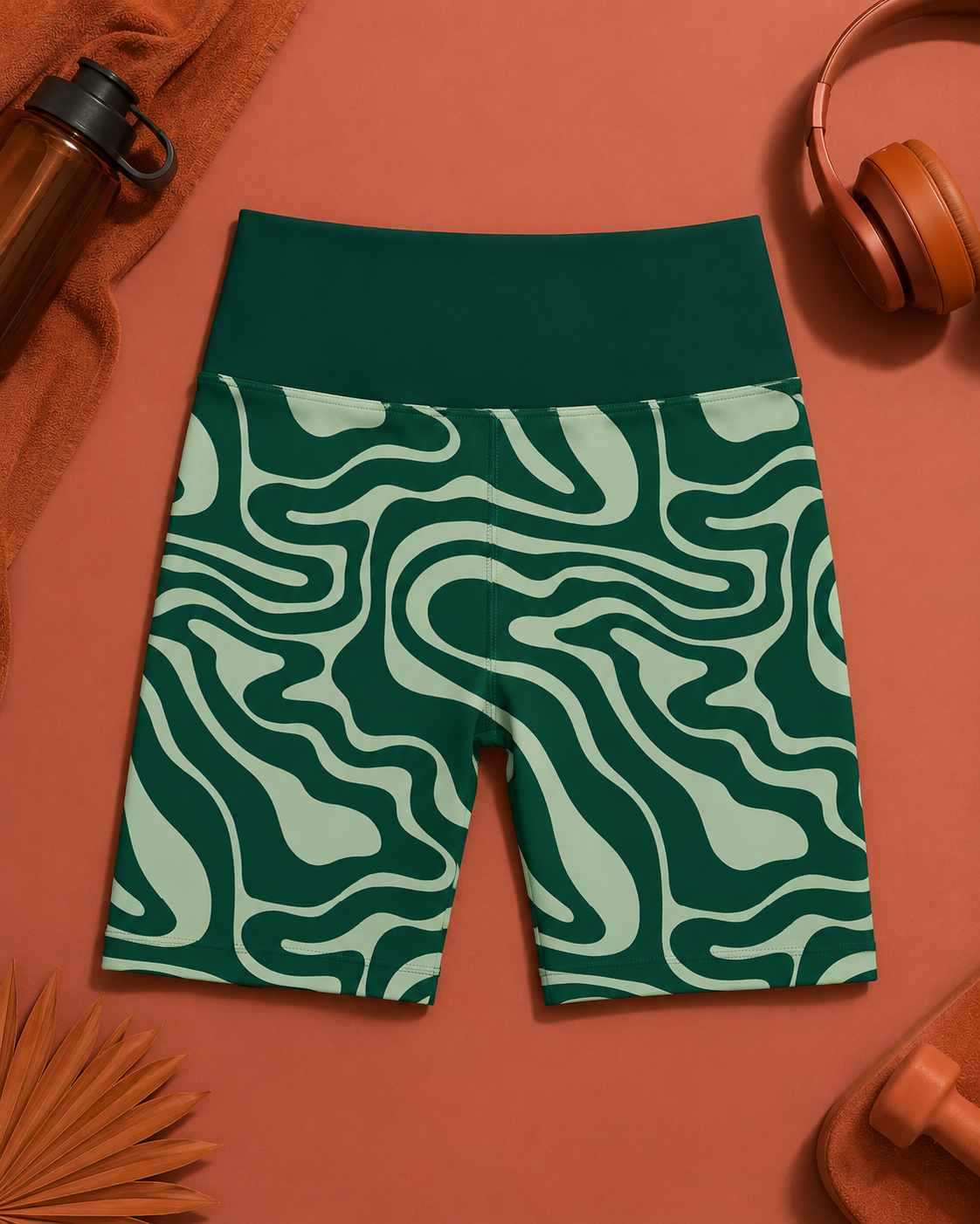 Emerald Ripple Women's Active Shorts