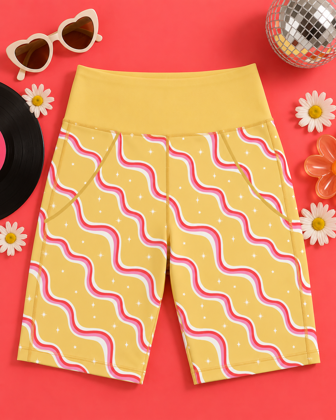 Groovy Waves Women's Active Shorts