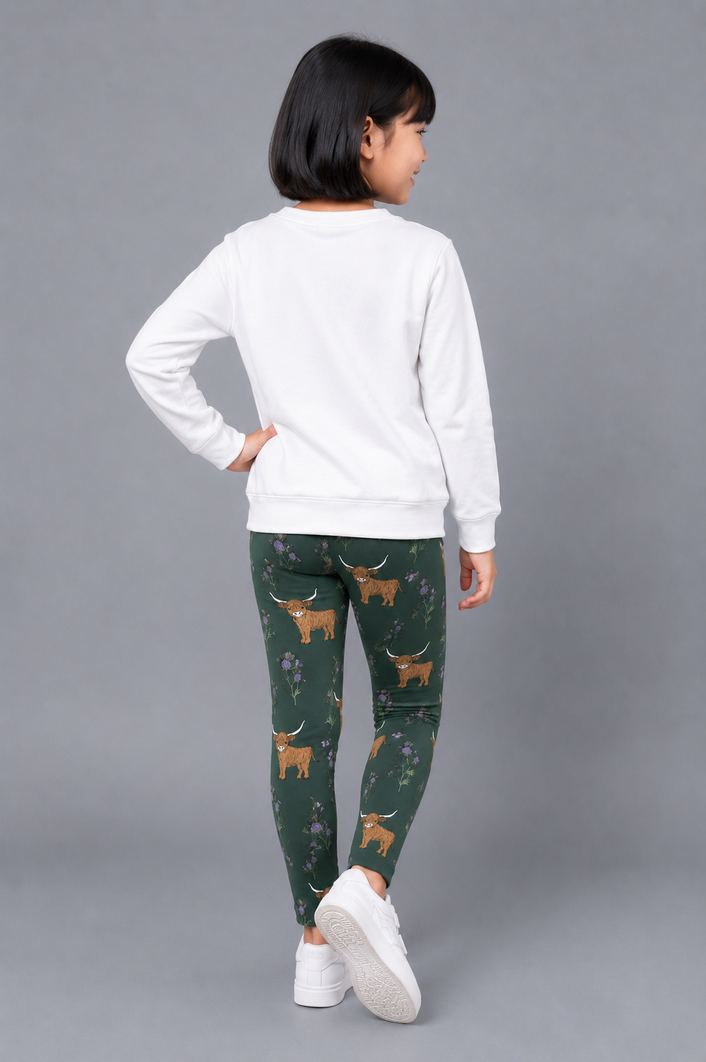 Highland Cow & Thistles Children's Active Leggings