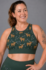 Highland Cow & Thistles Sports Bra