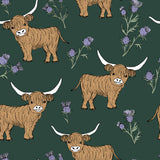 Highland Cow & Thistles Sports Bra